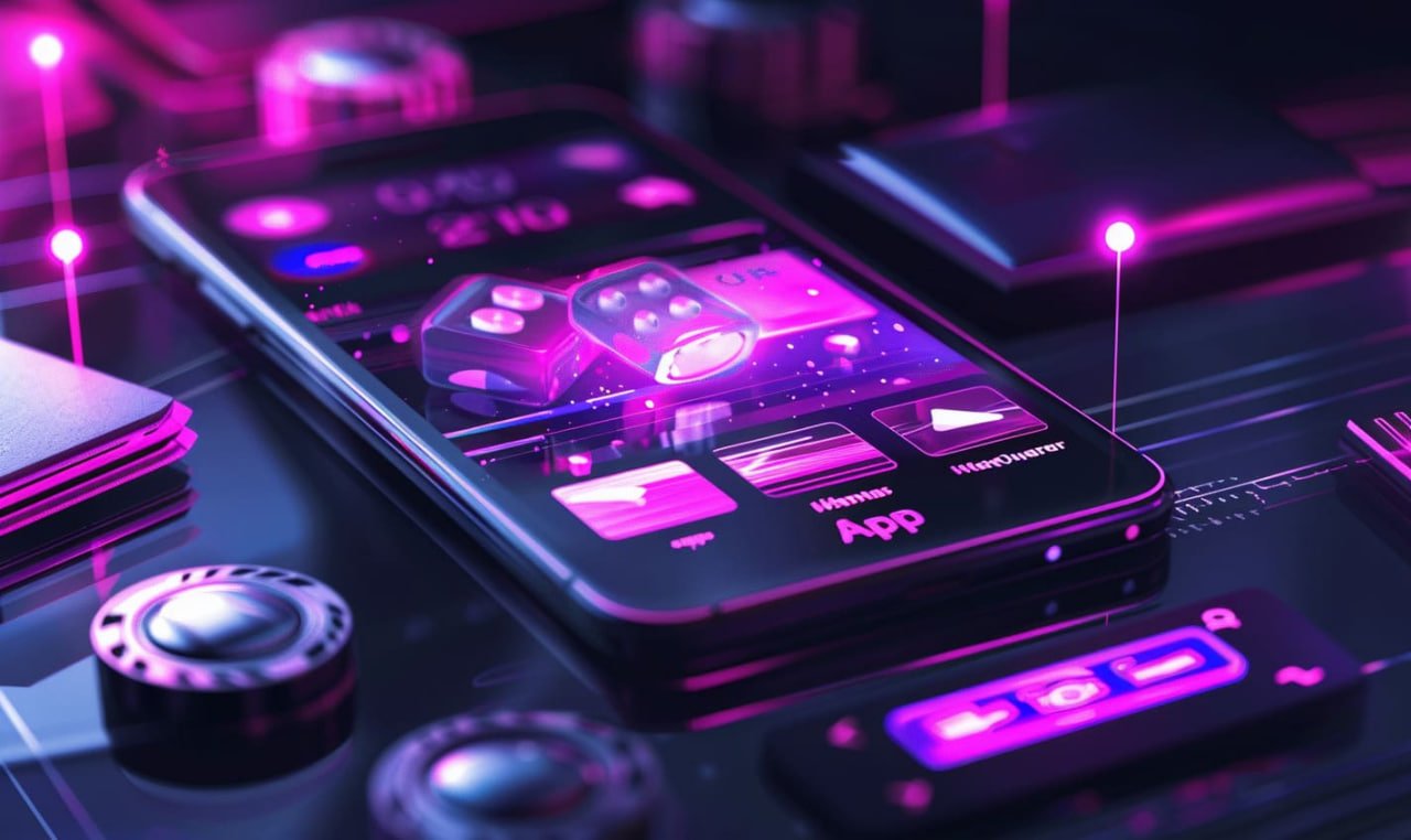 Pengguna muda menikmati betking di smartphone dengan antarmuka modern